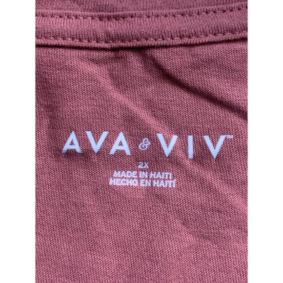 Ava & Viv Womens V-Neck Short Sleeve T-Shirt Reddish Brown Relaxed Fit Size 2X - Picture 7 of 9